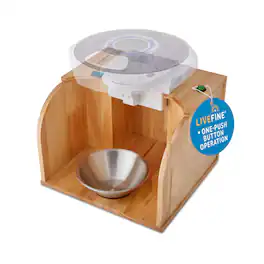 LiveFine - Pill Dispenser Tipper One-Touch Automatic Pill Dispensing Wooden Base Compatible - Natural