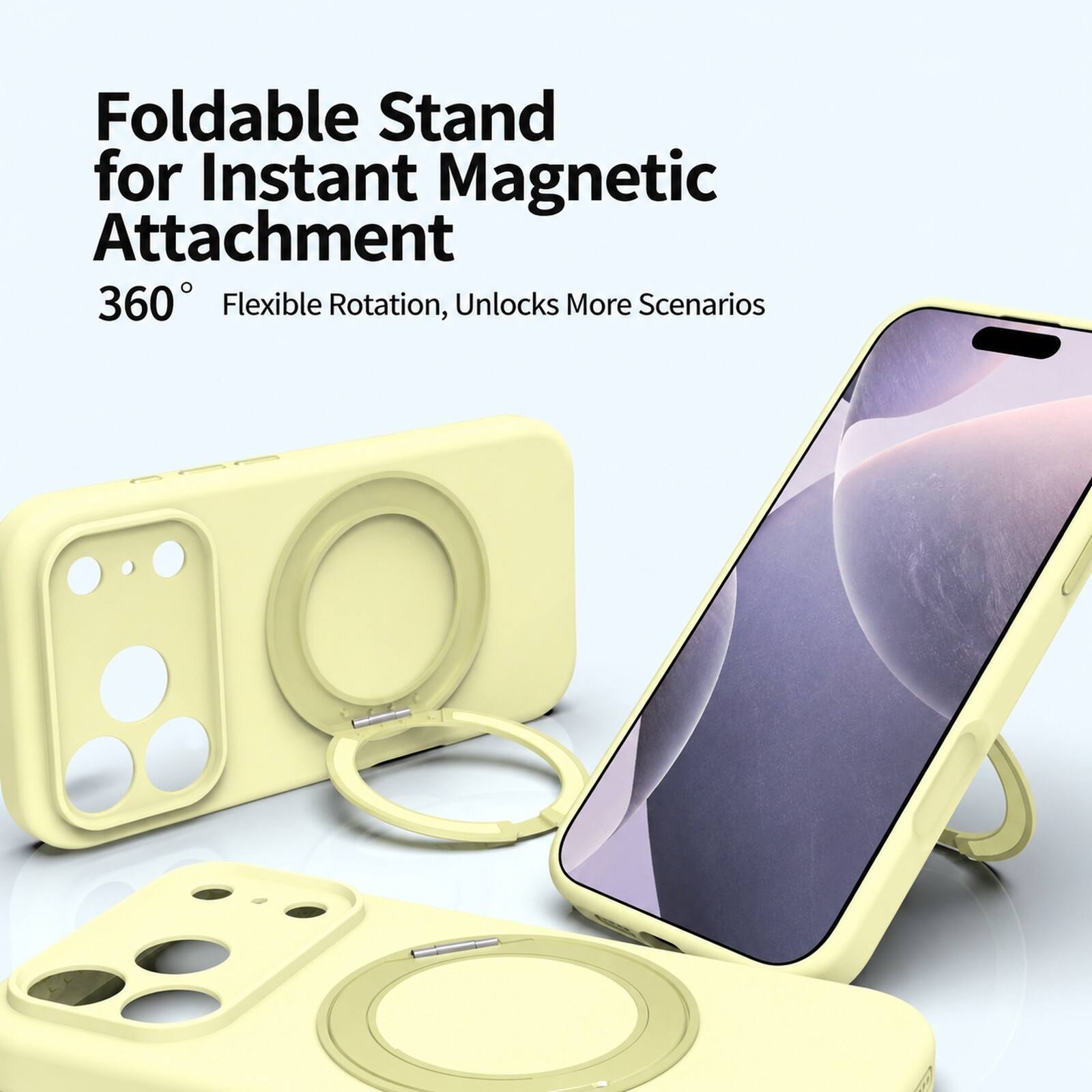 Foldable Stand for Instant Magnetic Attachment  
360° Flexible Rotation, Unlocks More Scenarios