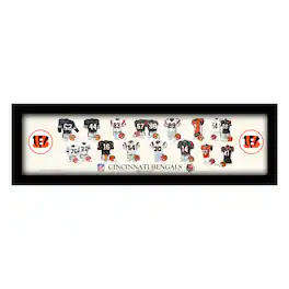 Sporticulture - Cincinnati Bengals 12" x 36" Team Uniform Heritage Framed Wall Art - Multicolor