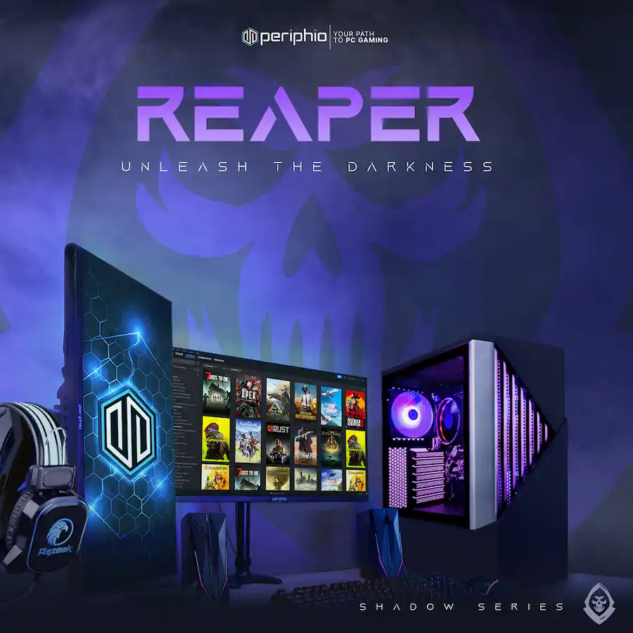 Periphio Reaper Gaming PC Desktop AMD Ryzen 7 CPU, Vega 8 Graphics ...