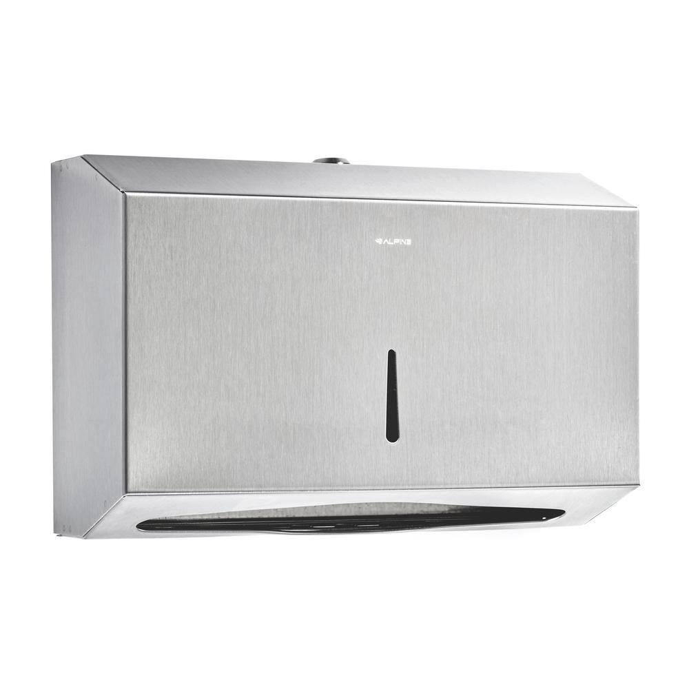 Front. Alpine Industries - Paper Towel Holder, Stainless Steel, C-Fold/Multi-Fold, Horizontal Paper Towel Dispenser - Stainless Steel.