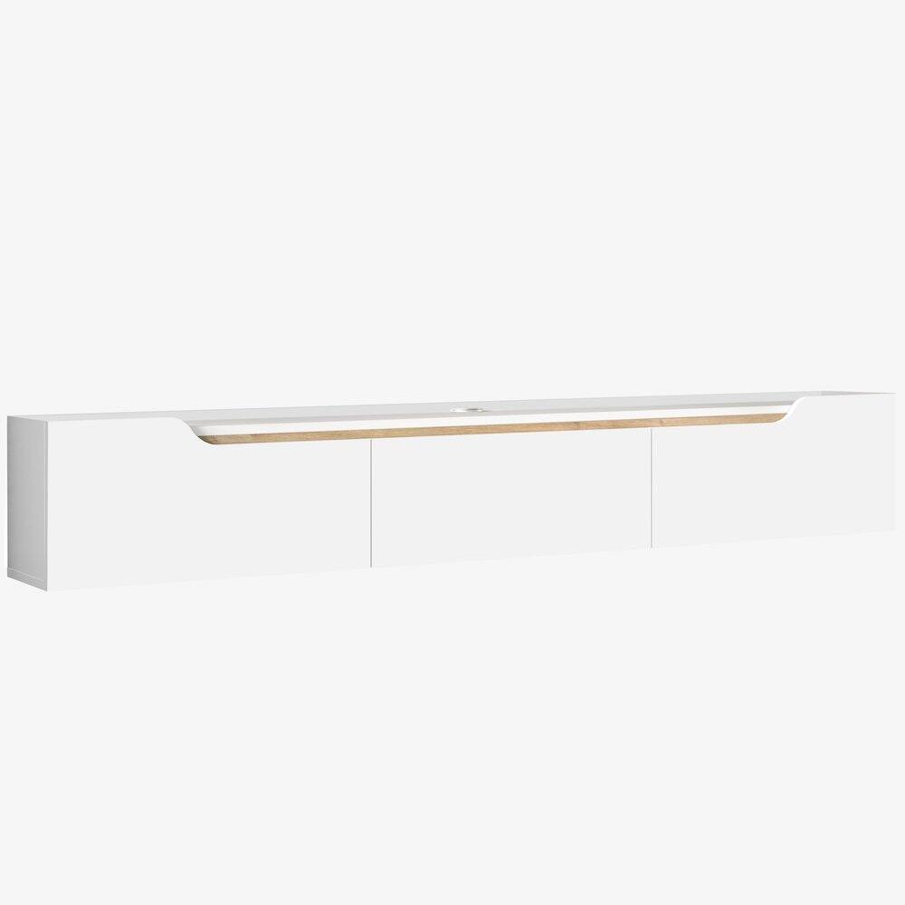 Angle. Atelier Mobili - Floating TV Stand for Up to 80 Inch TVs – Wall Mounted Entertainment Center - White.