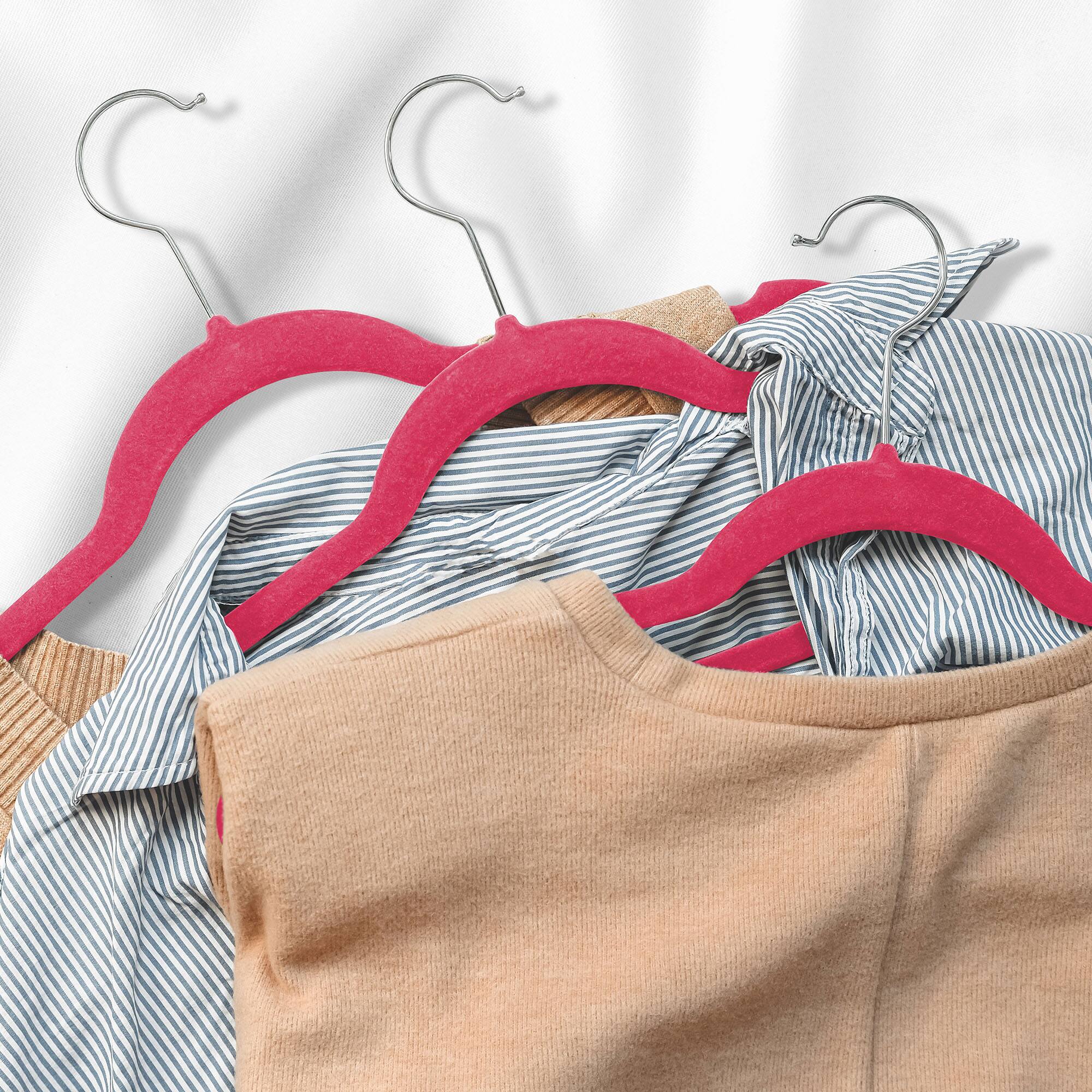 Alt View 5. Casafield - 50 Velvet 14-in Kid's Hangers - Pink.