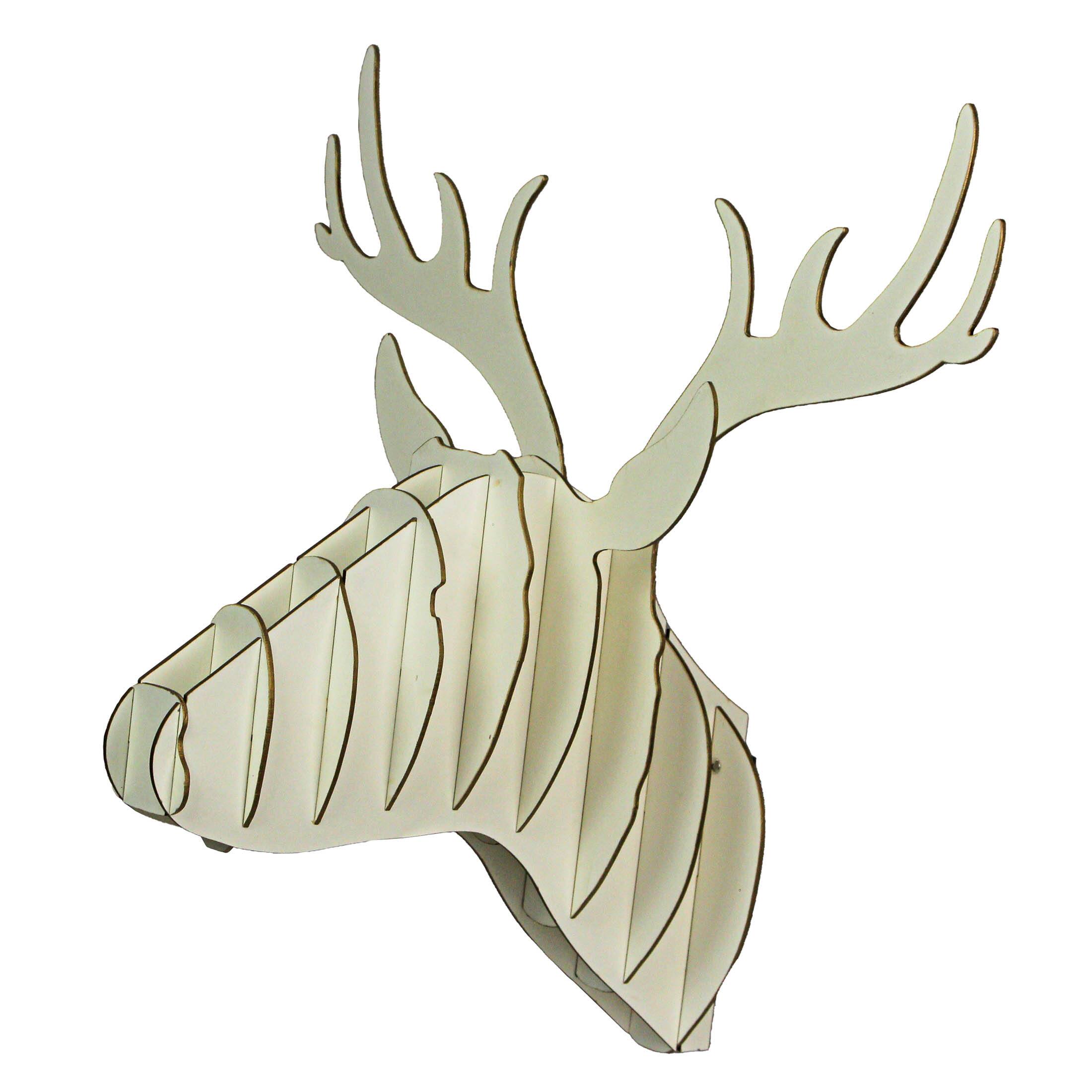 Alt View 1. Shiraleah - Shiraleah White Deer Head Puzzle Wall Mount Trophy Sculpture - White.