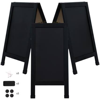 Front. Sunnydaze - 40" x 20" Chalkboard with Chalk and Eraser - 4pk - Black.