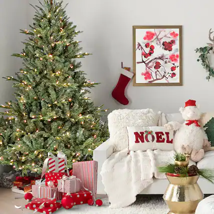 Front. APRILSOUL - 7FT Full Shape Christmas Tree with 750 UL Lights PE/PVC Mixed Branches 2257 Tips Wide Base - Green.