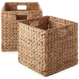 Casafield - 13 x 13-in Water Hyacinth Storage Baskets - 2 Pack - Cinnamon