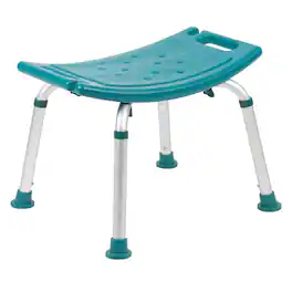 Emma + Oliver - Tool-Free 300 Lb. Capacity, Adjustable Bath & Shower Chair w/ Non-slip Feet - Teal
