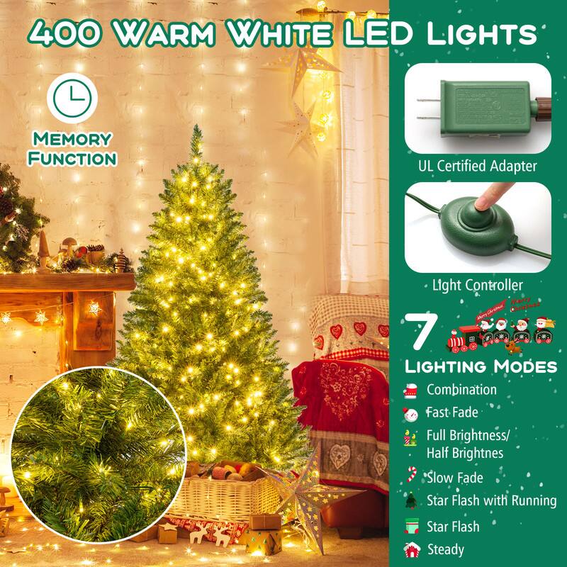 400 WARM WHITE LED LIGHTS

MEMORY FUNCTION

UL Certified Adapter

Light Controller

7 LIGHTING MODES
- Combination
- Fast Fade
- Full Brightness/ Half Brightness
- Slow Fade
- Star Flash with Running
- Star Flash
- Steady