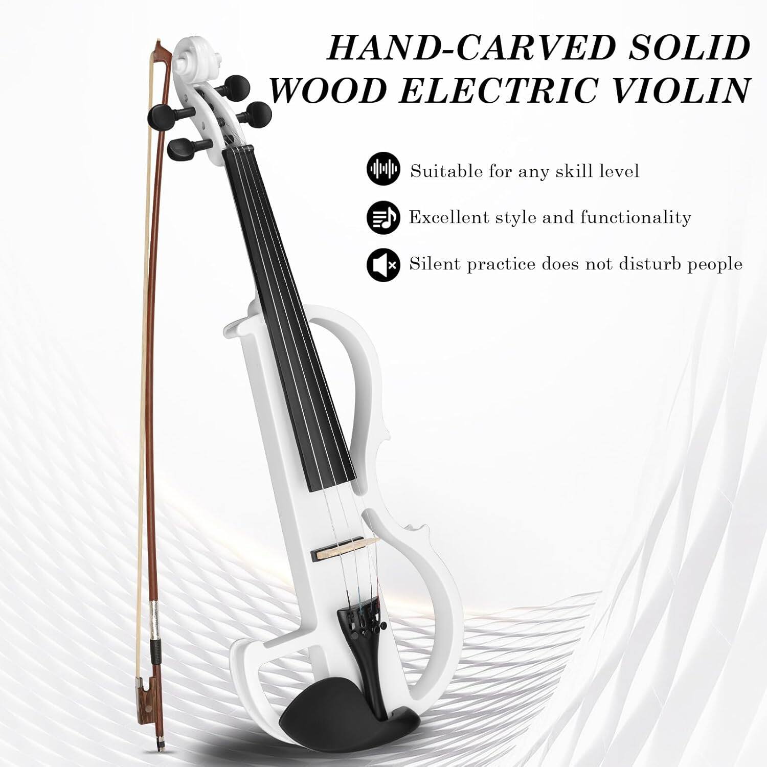 HAND-CARVED SOLID WOOD ELECTRIC VIOLIN

- Suitable for any skill level
- Excellent style and functionality
- Silent practice does not disturb people