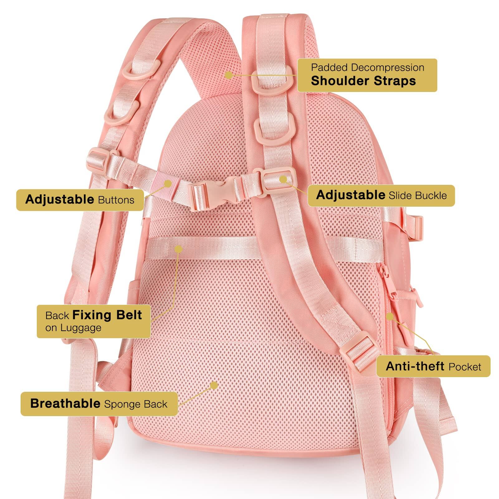 Alt View 5. Cozy Serene - Backpack Cute Aesthetic For Ita With Inserts School (without Pins) - Pink-Large.