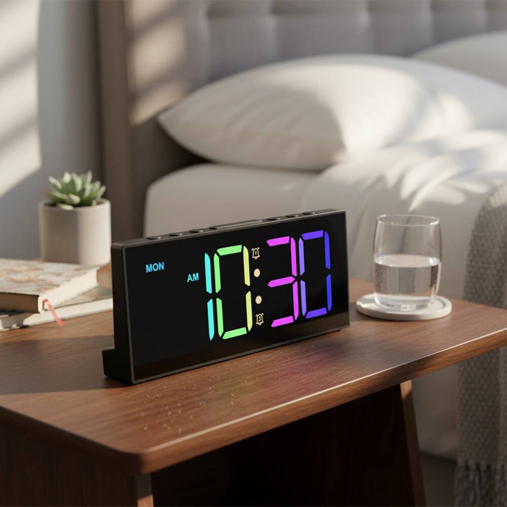 Alt View 2. Dazzed Corner - Alarm Clock, LED Digital Alarm Clock with Large Display - Black.
