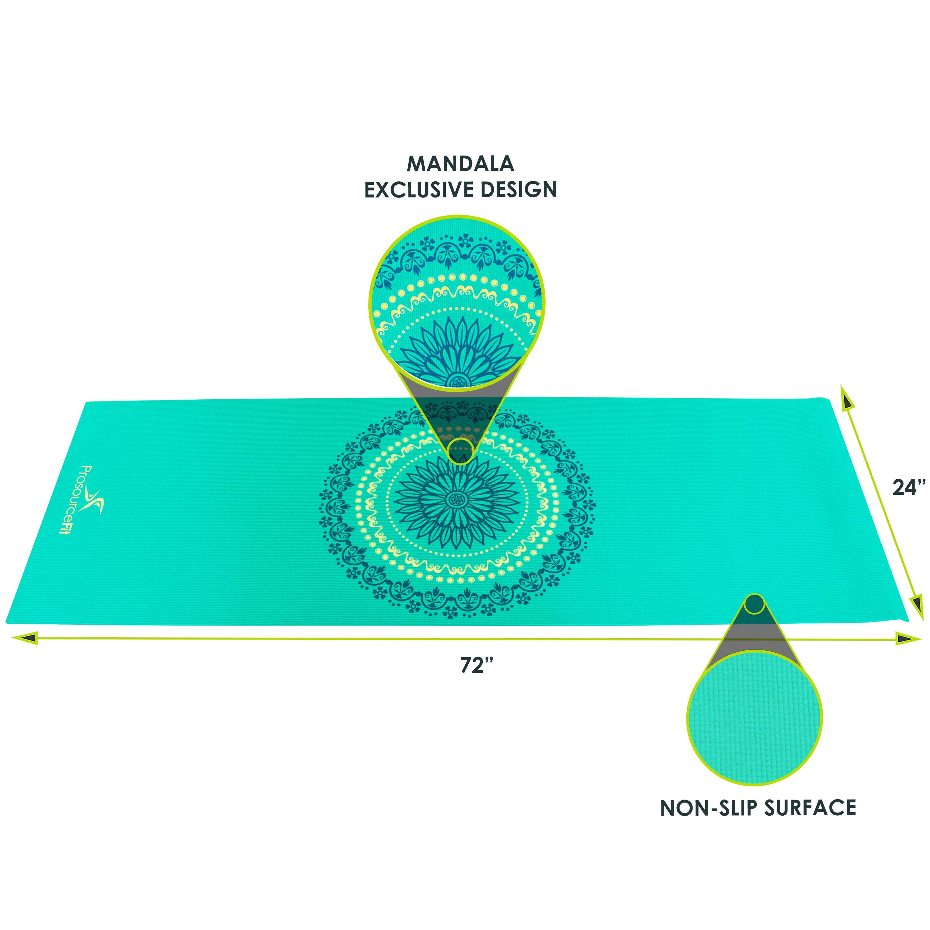 MANDALA EXCLUSIVE DESIGN, NON-SLIP SURFACE, 72", 24"