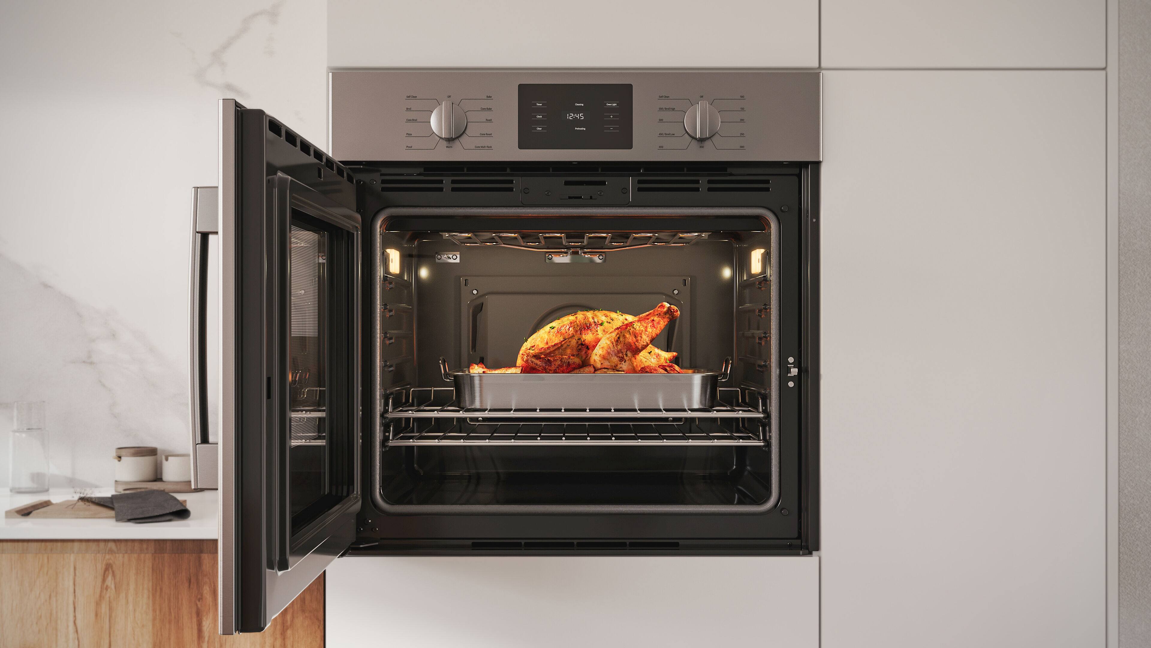 Alt View 12. Bosch - 500 Series 30" 4.6 Cu. Ft. Built-In Single Electric True Convection Wall Oven with Left Opening Door - Stainless Steel.