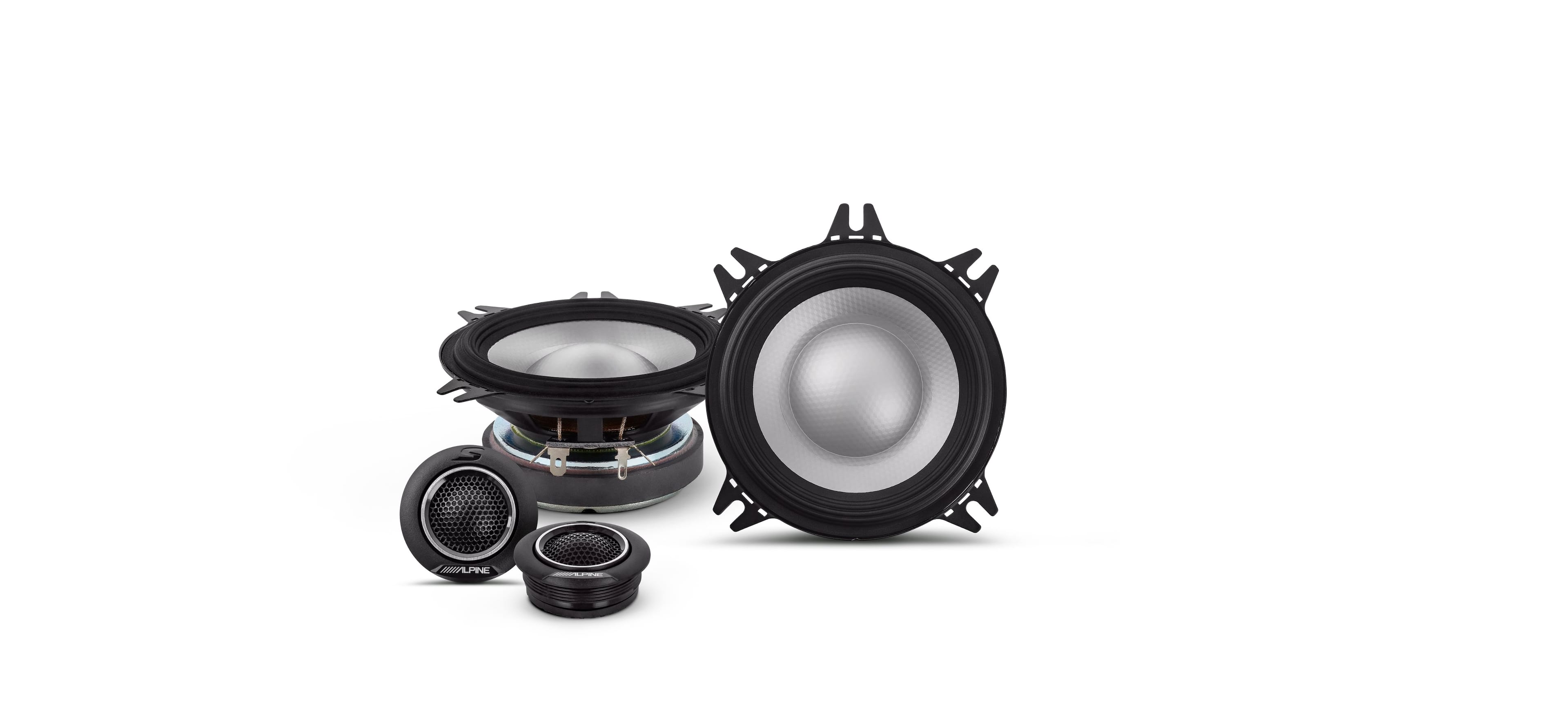 Front. Alpine - S-Series 4" Hi-Resolution Component Car Speakers with Glass Fiber Reinforced Cone (Pair) - Black.