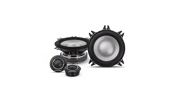 Front. Alpine - S-Series 4" Hi-Resolution Component Car Speakers with Glass Fiber Reinforced Cone (Pair) - Black.