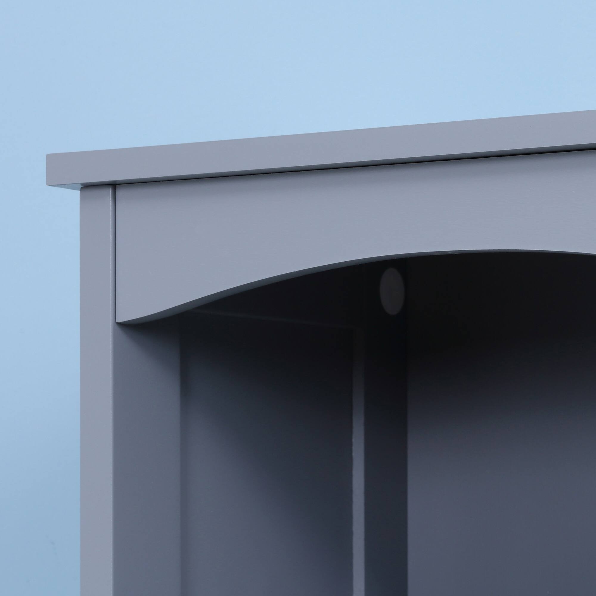 Alt View 8. Homcom - Bathroom Storage Cabinet, Free Standing Bathroom Storage Unit, Tall Linen Tower with 3-Tier Shelves and Drawer - Grey.