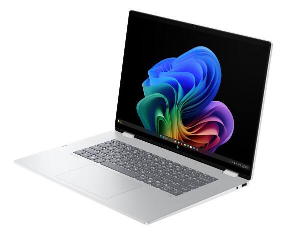 Left. HP - HP OmniBook 7 Laptop Computer 16" 3K Touch Screen Intel Core Ultra 7 16 GB - Glacier silver aluminum.