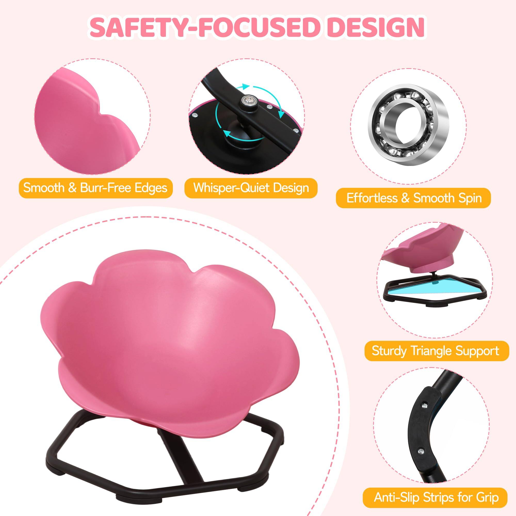 SAFETY-FOCUSED DESIGN

- Smooth & Burr-Free Edges
- Whisper-Quiet Design
- Effortless & Smooth Spin
- Sturdy Triangle Support
- Anti-Slip Strips for Grip
