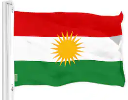 G128 - Kurdistan Region Flag 3 x 5 ft, Printed 150D Polyester with Brass Grommets - Assorted Colors