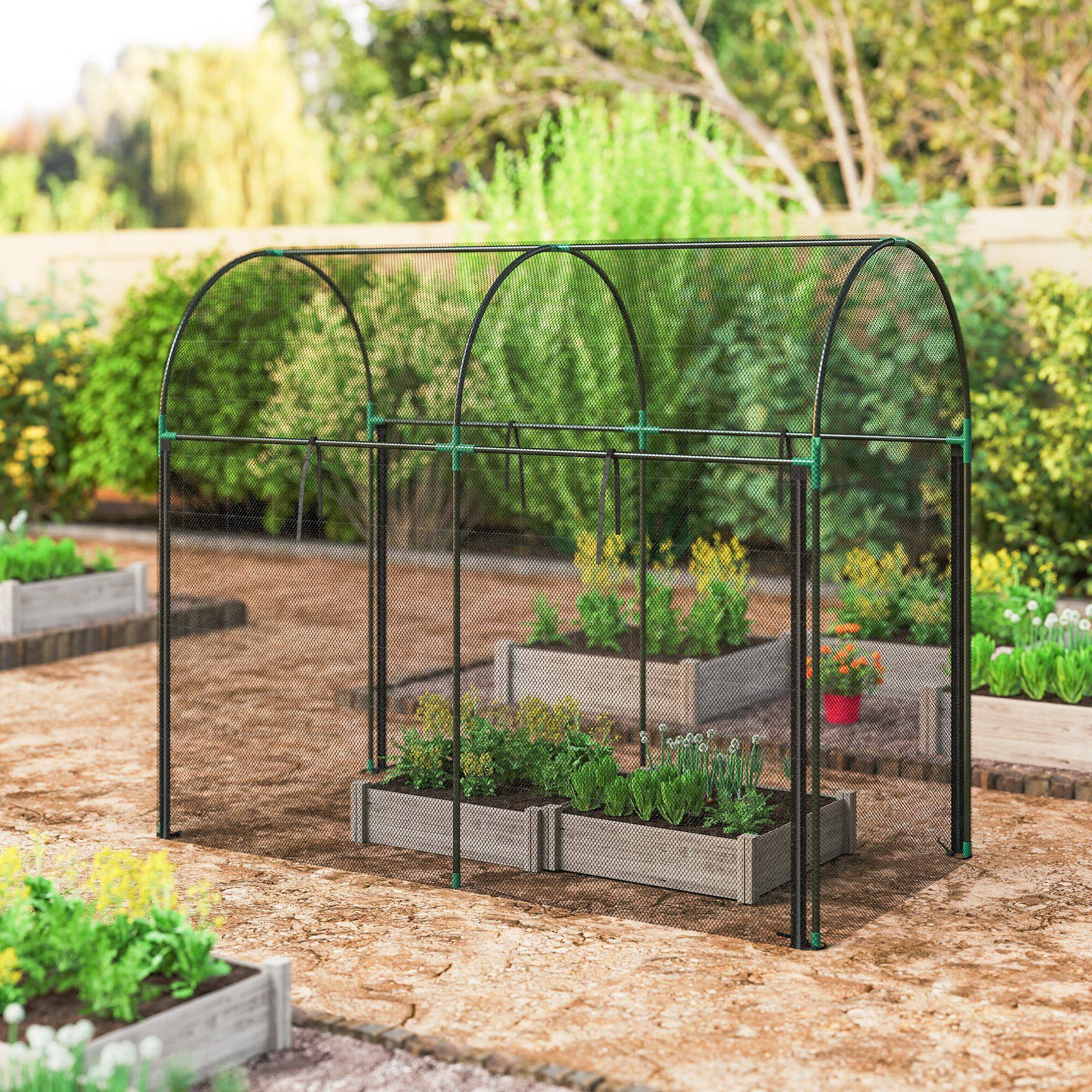Alt View 8. Outsunny - Crop Cage, 6' x 3' x 5' Large Plant Protection Tent with Zippered Door, Outdoor Garden Cage for Vegetables, Flowers.