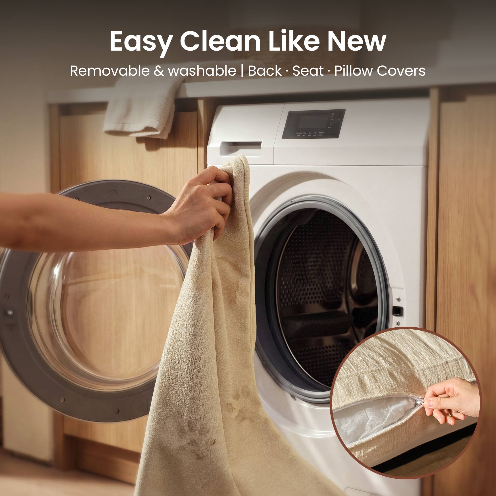 Easy Clean Like New  
Removable & washable | Back Seat Pillow Covers
