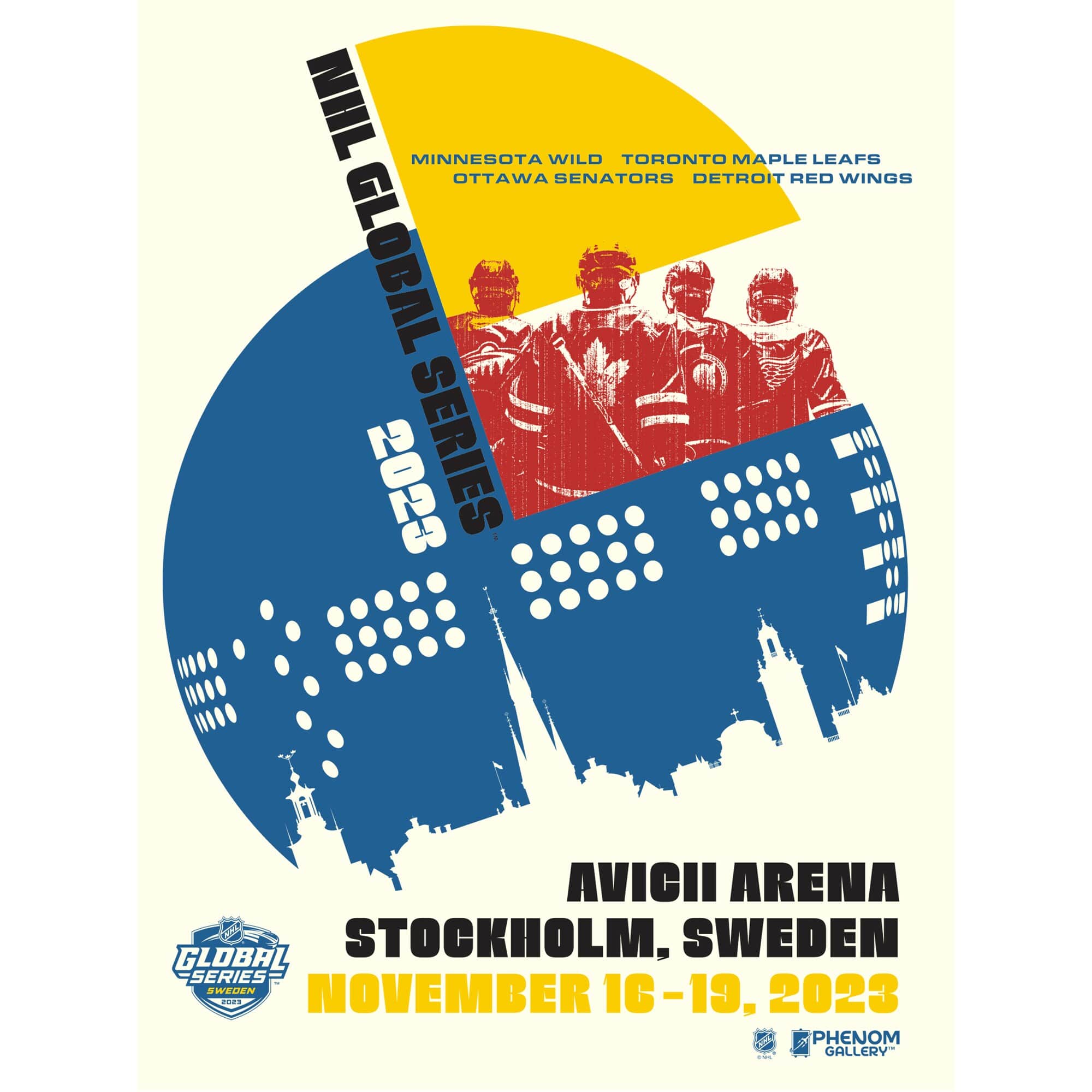 Phenom Gallery - 2023 NHL Global Series Sweden 18" x 24" Serigraph - Multicolor