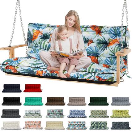 Front. Chateau Abodes - Outdoor Bench Cushion for 2-3 Seater Swing, Patio Sofa & Furniture - Waterproof Replacement Seat with Backrest - Summer-40x63in.