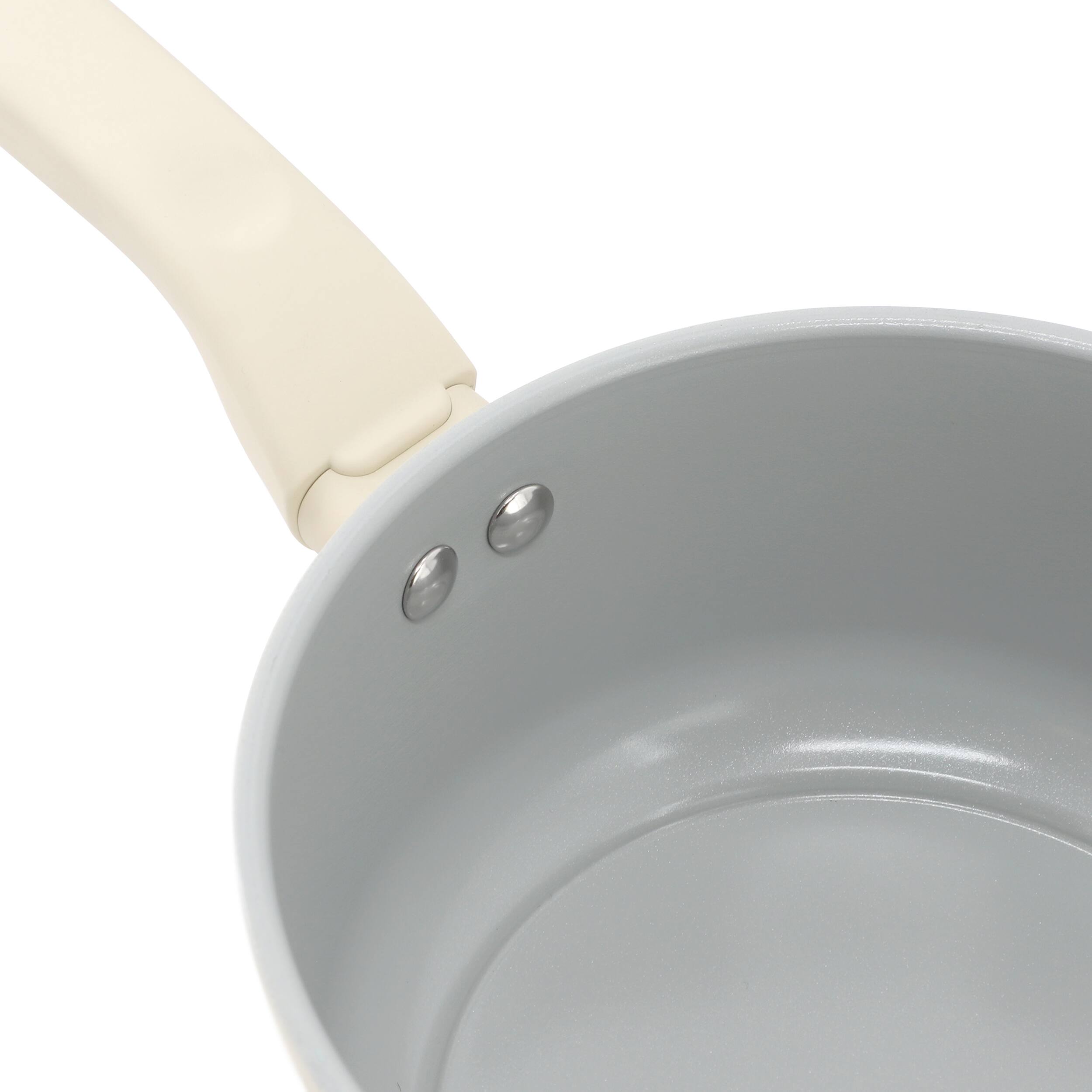 Alt View 2. Gibson - Gibson Home Barnsdall 2 Quart Ceramic Nonstick Aluminum Saucepan in Ivory with Lid - White.