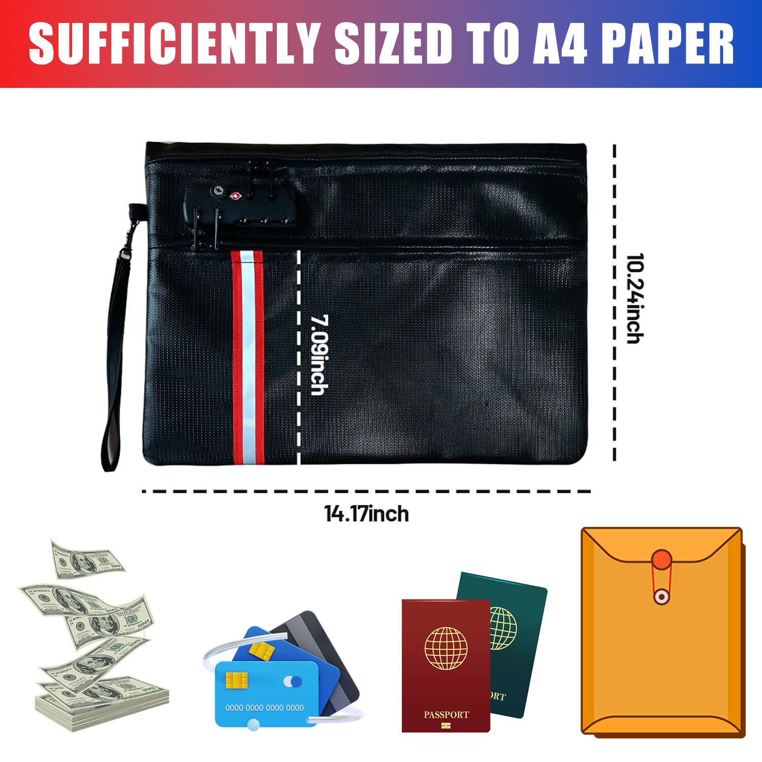 SUFFICIENTLY SIZED TO A4 PAPER

7.09inch  
10.24inch  
14.17inch

0000 0000 0000 0000  
RT PASSPORT