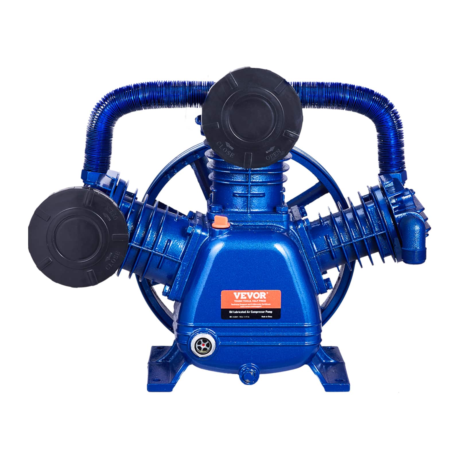VEVOR - Air Compressor Pump Head, 10HP 17.5CFM @ 90PSI, 3-Cylinder Oil Lubricated Air Compressor Piston Pump Head, Replacement - Blue