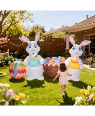 Alt View 1. Sugift - 5FT Inflatable Easter Bunny Yard Decoration with Gift Boxes Eggs and Built-In LED Lights - Multicolor.