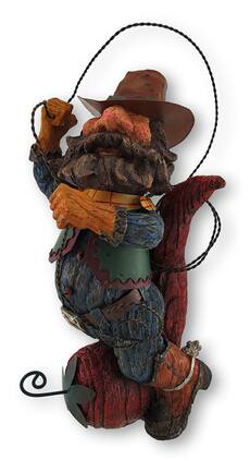Zeckos - Whimsical Cowboy Riding Chili Pepper Twirling Lasso Statue - Brown