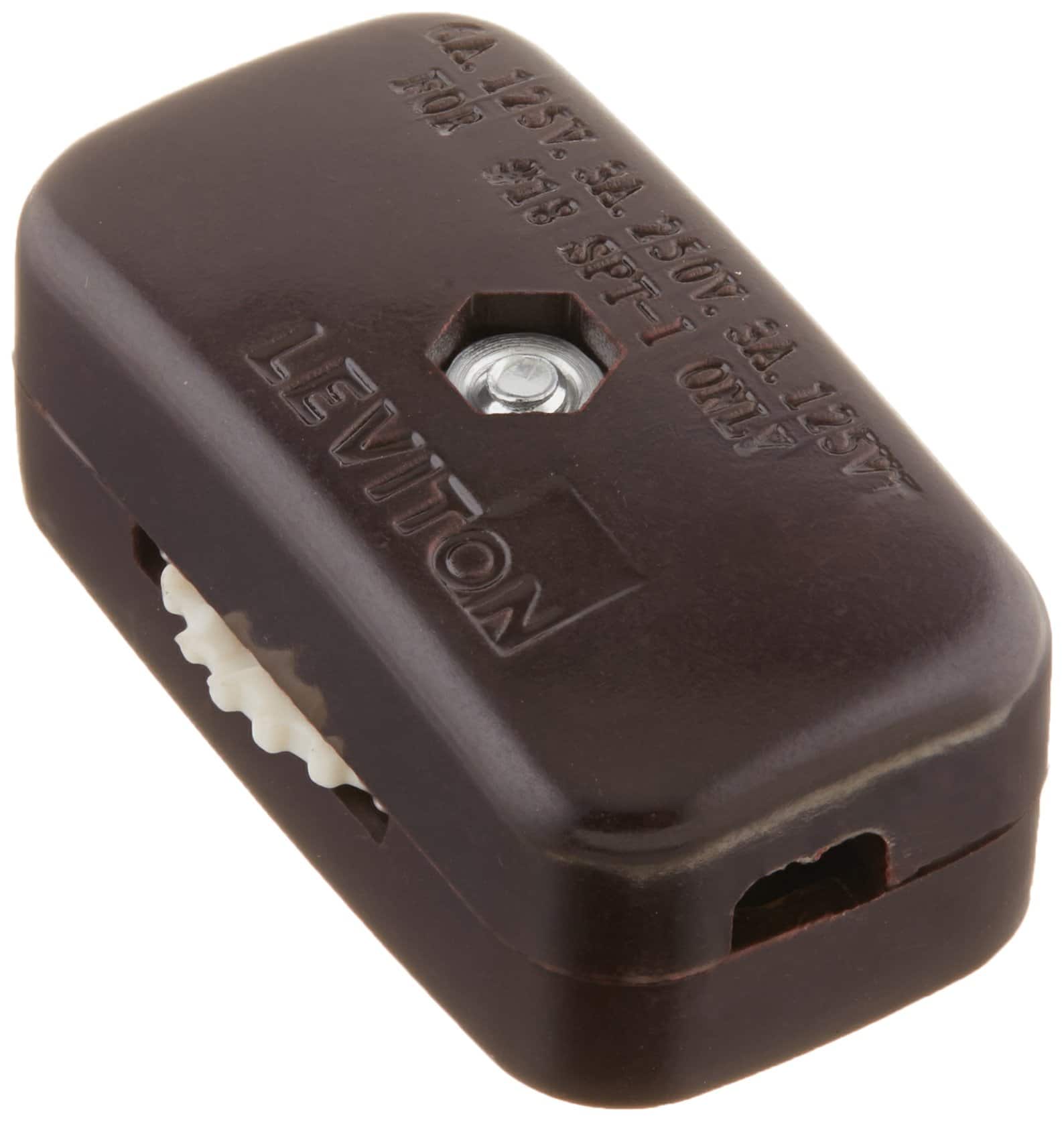 Leviton - Feed-Through Lamp Cord Switch 423-3K - Brown