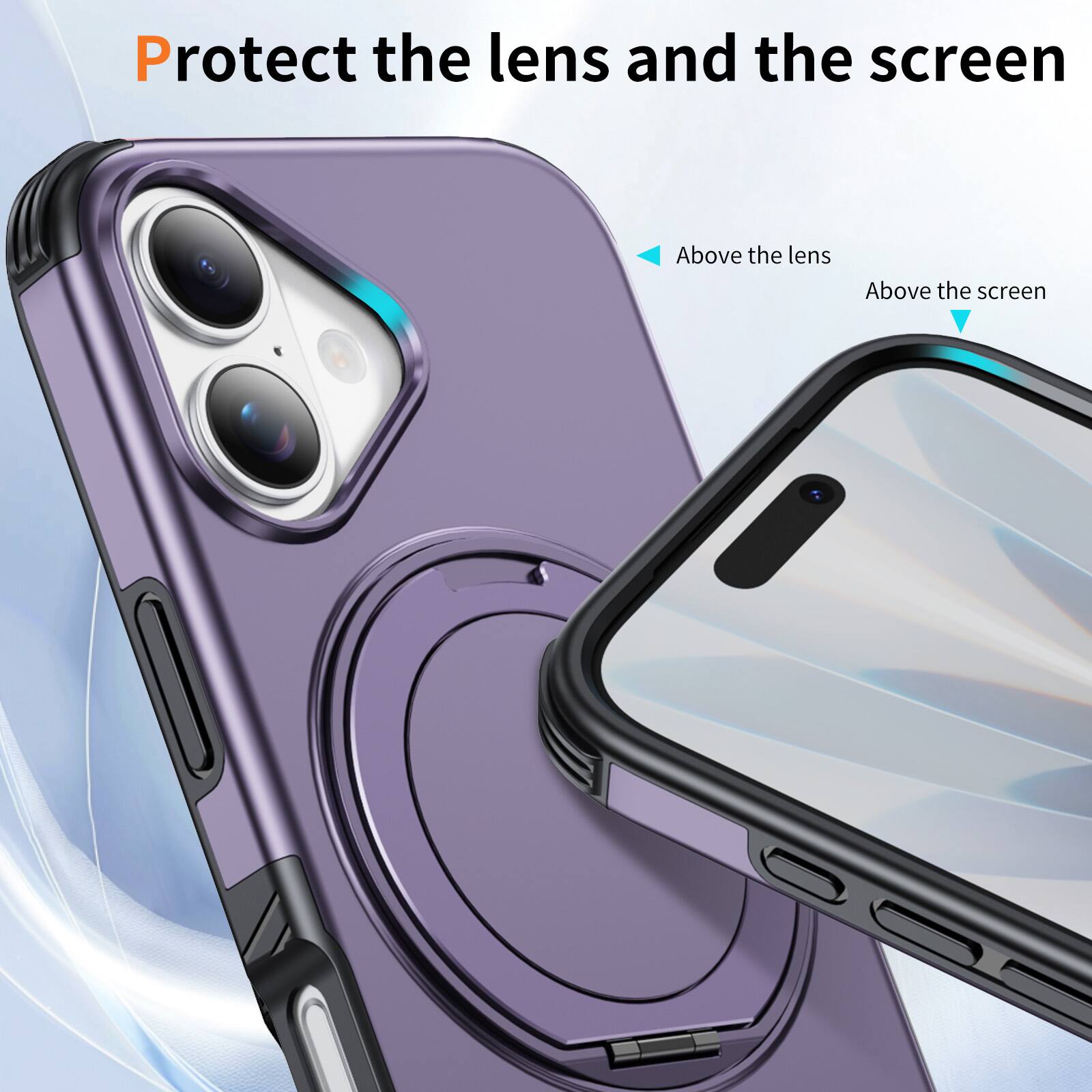 Protect the lens and the screen

Above the lens

Above the screen