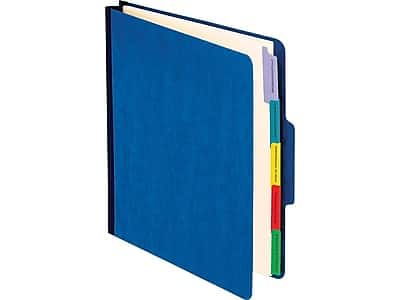 Front. Pendaflex - Recycled Moisture Resistant Reinforced Classification Folder, 5-Dividers, 2" Expansion, Letter Size, Blue - Blue.