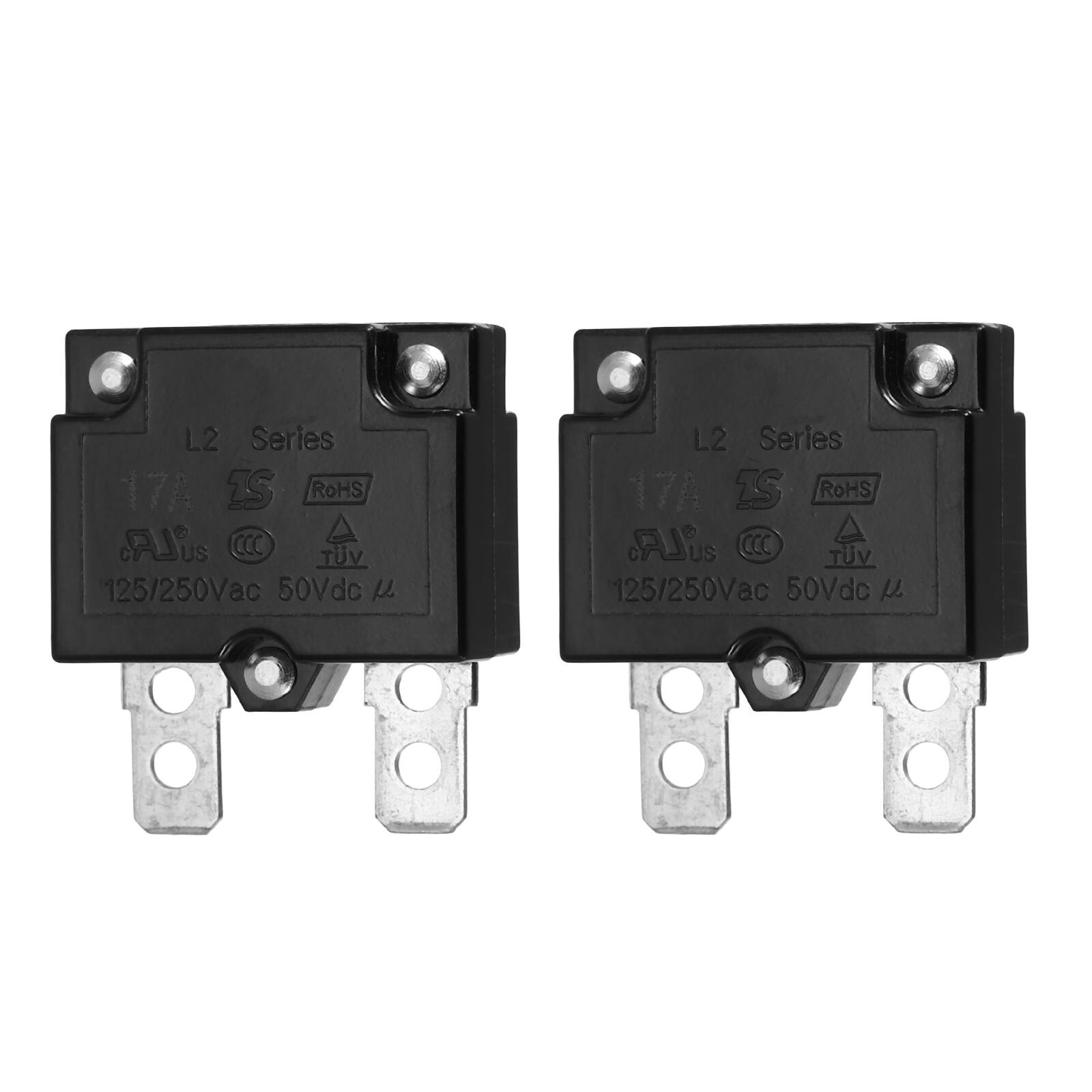 Unique Bargains - 2pcs 17A Push Button Circuit Breaker, 125/250V AC,50V DC, Automatic Reset Thermal Overload Protector for Industrial - Black price history on PriceWatchPro