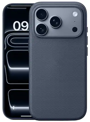 Front. Nakedcellphone - Woven Series for iPhone 17 Pro Max Case (Compatible with MagSafe) - Navy Blue.