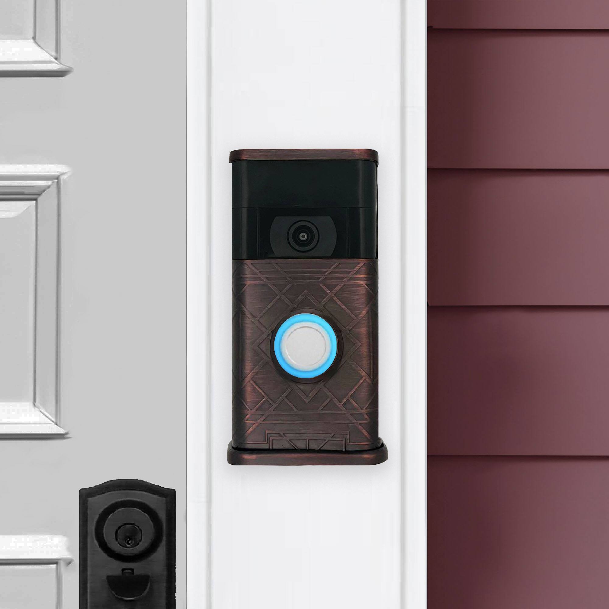 Alt View 3. Michael Healy - Art Deco Video Doorbell Cover (Ring 2nd Gen) - Oiled Bronze.