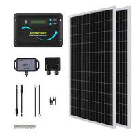 Renogy - 200 Watt 12 Volt Monocrystalline Solar Kit w/ 2 Pcs 100W Solar Panel and 30A PWM Charge Controller - Black - Front_Zoom