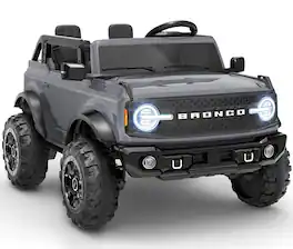 FIRST RIDE ON - Licensed Ford Bronco Base 24V Kids Electric Car, Ride on Toy with Parent Remote Control and Bluetooth - Gray