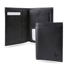 Rico Industries - Houston Texans Black Leather Traveling Bilfold Wallet w/ RFID Blocking- 14 total slots/pockets - Multi