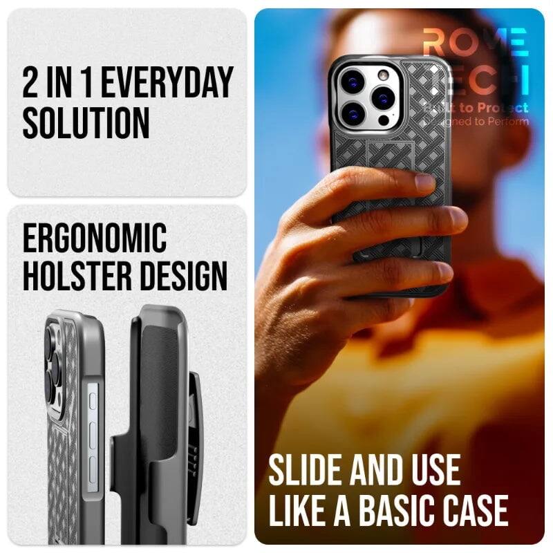 2 IN 1 EVERYDAY SOLUTION  
ROME ECI SL  
ERGONOMIC HOLSTER DESIGN  
SLIDE AND USE LIKE A BASIC CASE