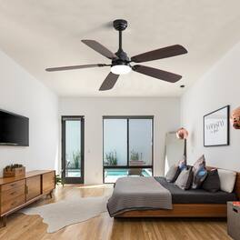 Bestier - 52inch Ceiling Fan with LED Light, 6 Speed Wind, 5-Blade Silent DC Motor Ceiling Fan - Brown+Grey