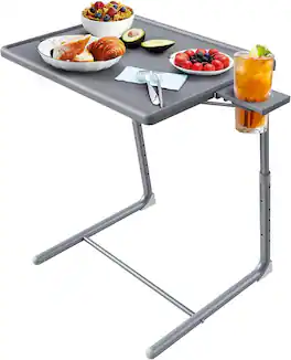 HUANUO - Foldable Adjustable TV Tray for Bed & Sofa, 6 Height and 3 Tilt Angle Adjustable Dinner Table - Gray
