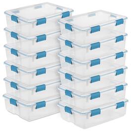 Sterilite - 37 Quart Clear Plastic Home Storage Tote Bin with Secure Lids, 12 Pack