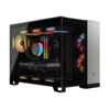 Corsair is a brand of computer hardware and peripherals, including computer cases, power supplies, and cooling solutions. The image features a Corsair computer case with a transparent side panel, allowing a clear view of the internal components. The case is filled with various computer parts, including fans and a hard drive. The case is designed to provide efficient cooling and protection for the computer's components, ensuring optimal performance and longevity.