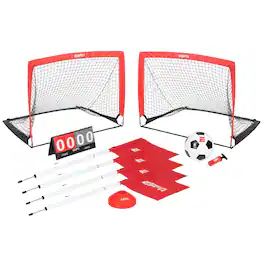 ESPN - Soccer Stadium Experience, Youth Soccer Goal Set for Kids - Red