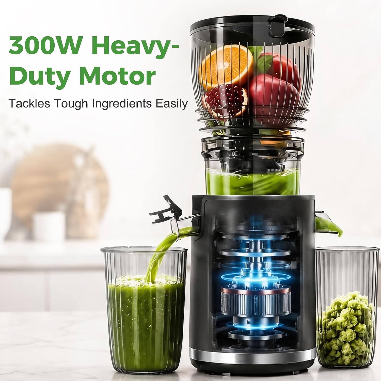 300W Heavy-Duty Motor  
Tackles Tough Ingredients Easily
