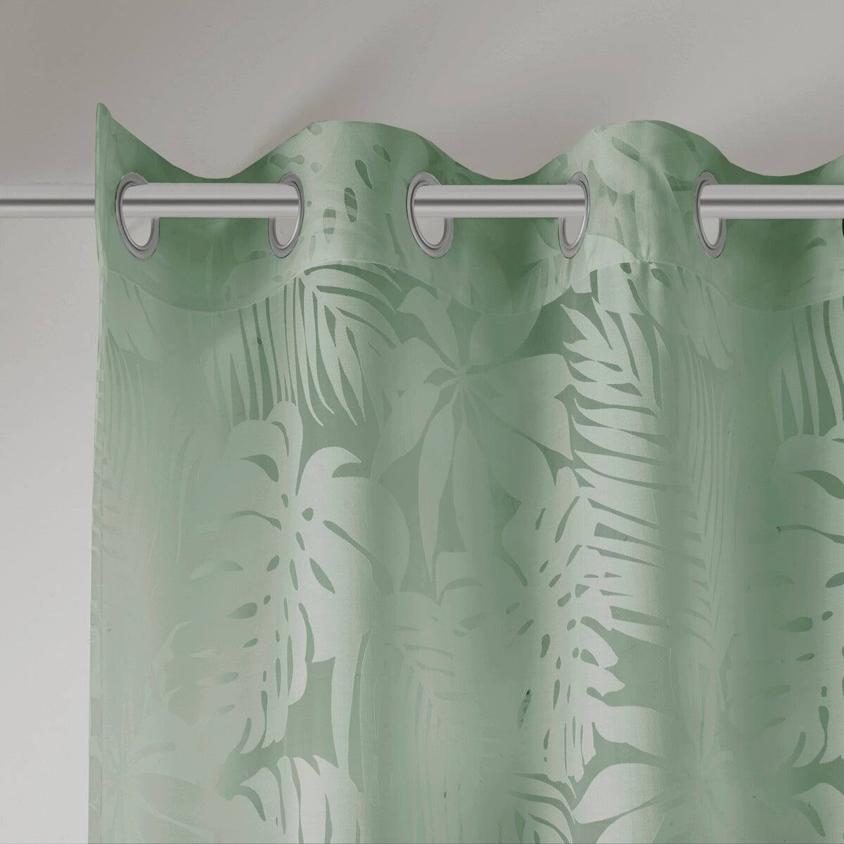Alt View 6. BreeBe - Palm Leaf Burnout Window Sheer Sage Green 50x84' - Sage Green.